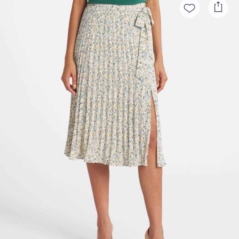 Floral Pleated Midi Skirt